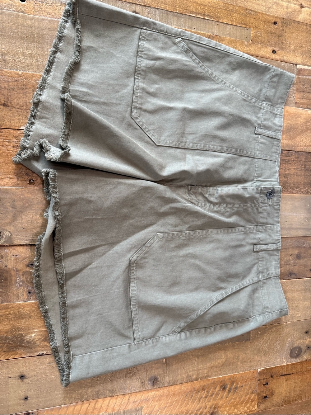 dylan Olive Frayed Hem Utility Shorts